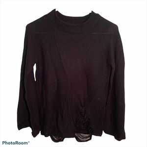 Say What? Mock Neck Sweater Black Ripped